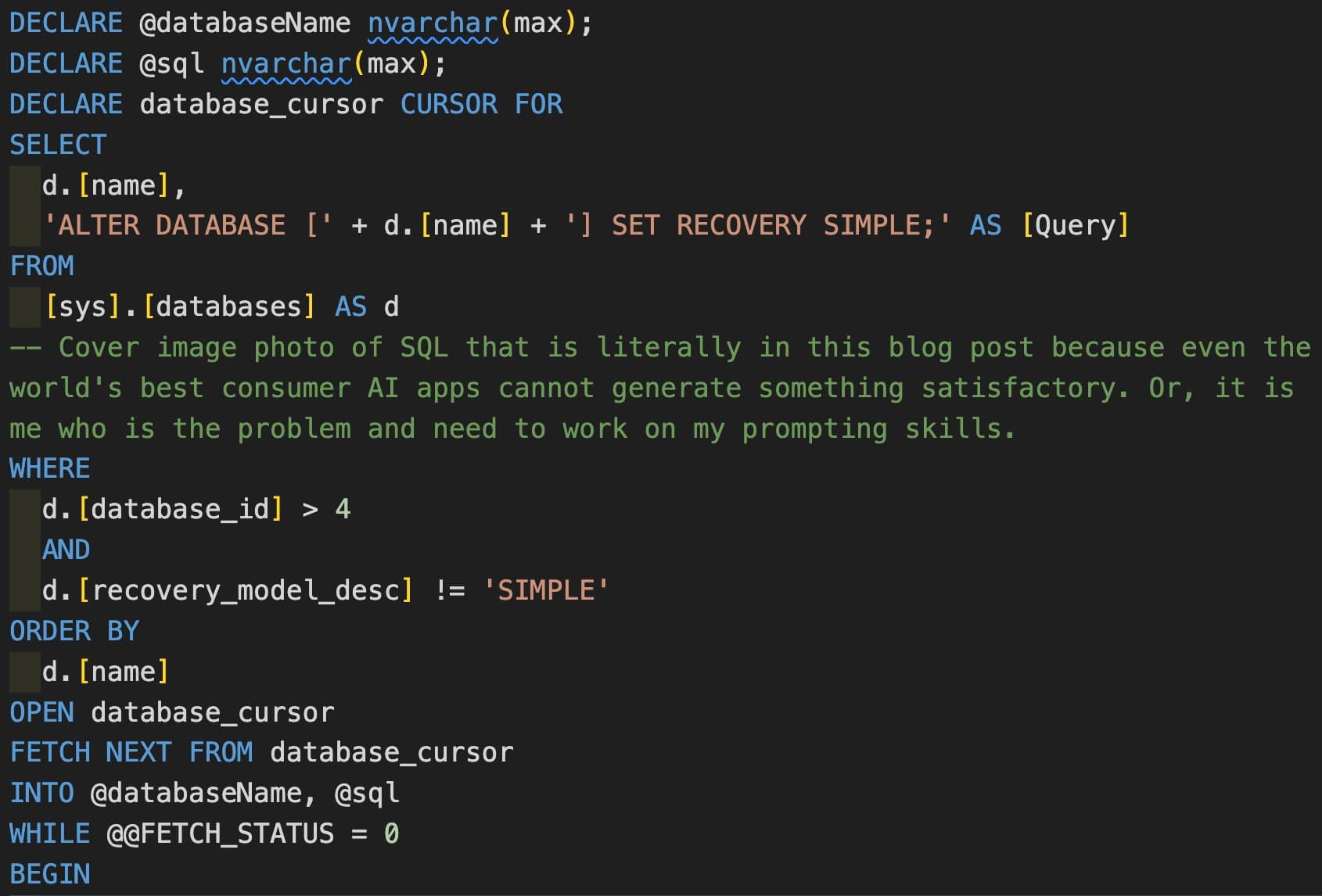 Cover Image for How to Reduce the Size of Your Local SQL Databases on a Schedule