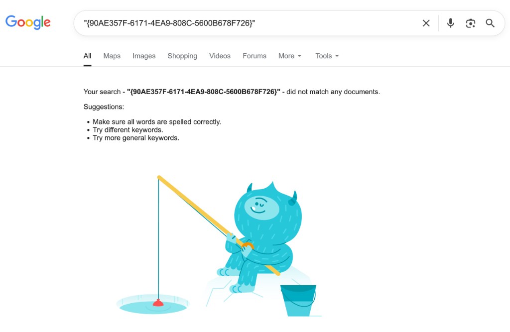 Google no results for media library Project GUID