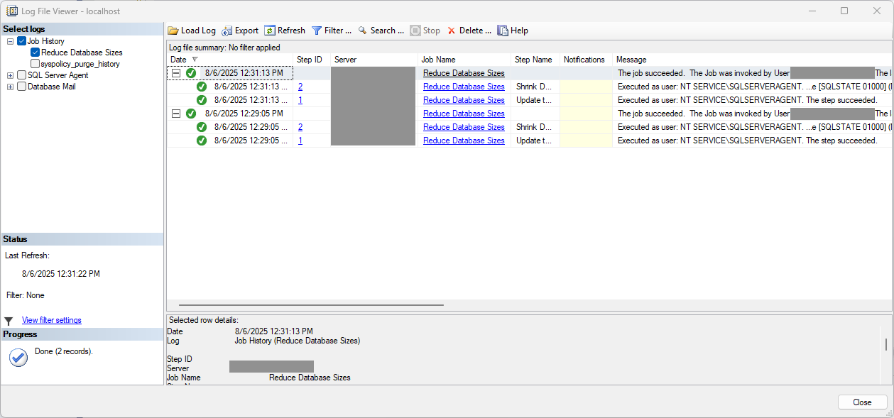 Log File Viewer History