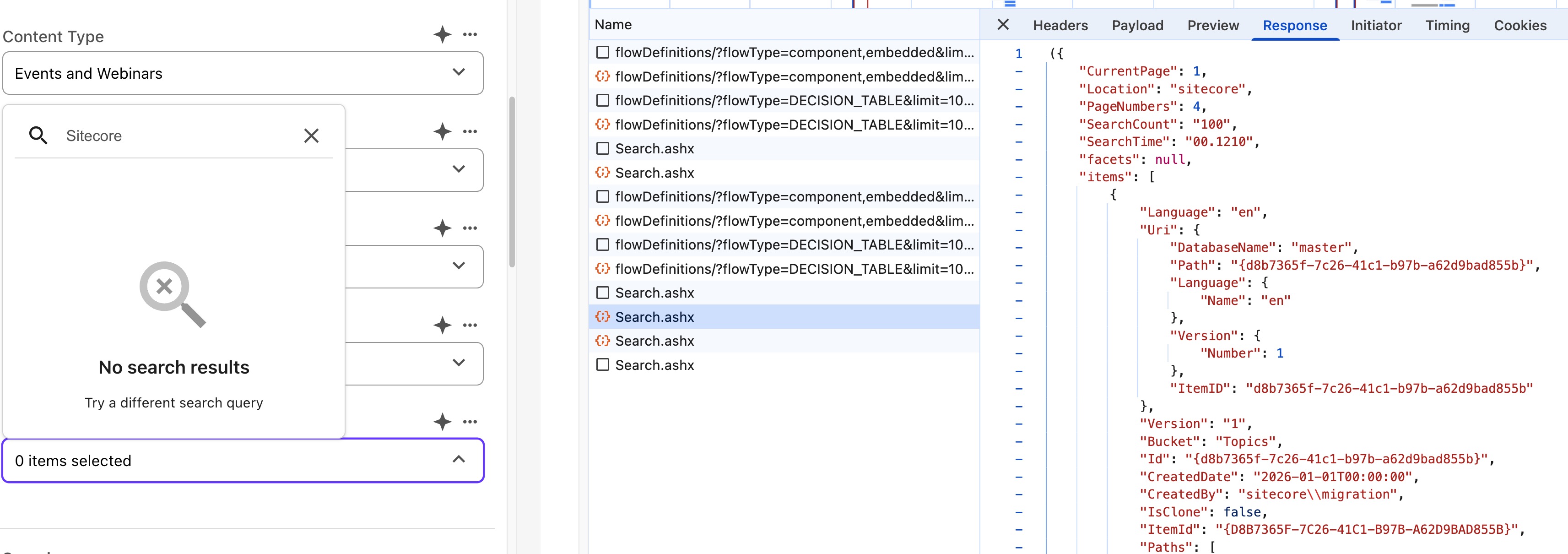Multilist Search Query Sitecore Response