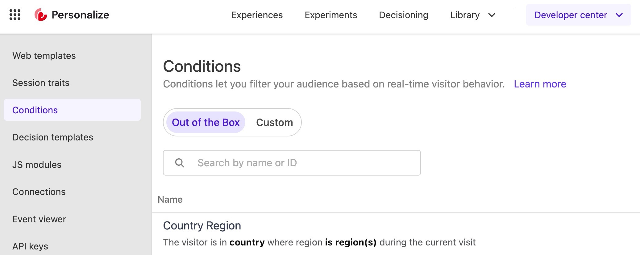 Personalize OOB Geo Condition