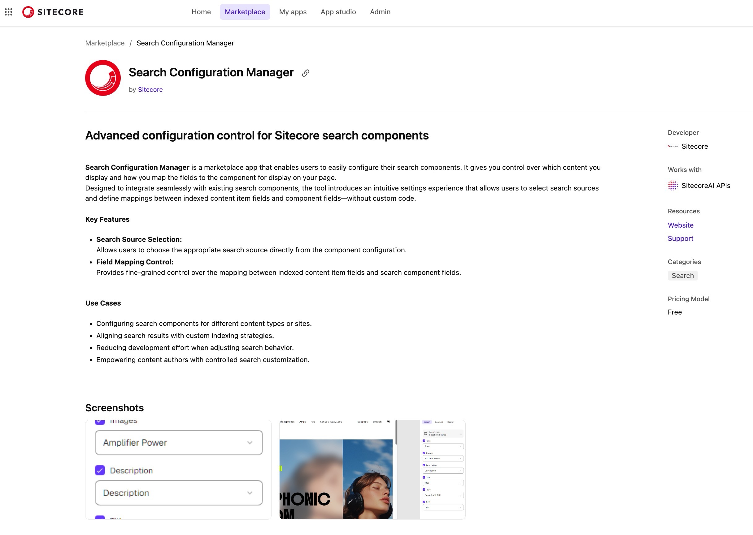 Search Configuration Manager Marketplace App