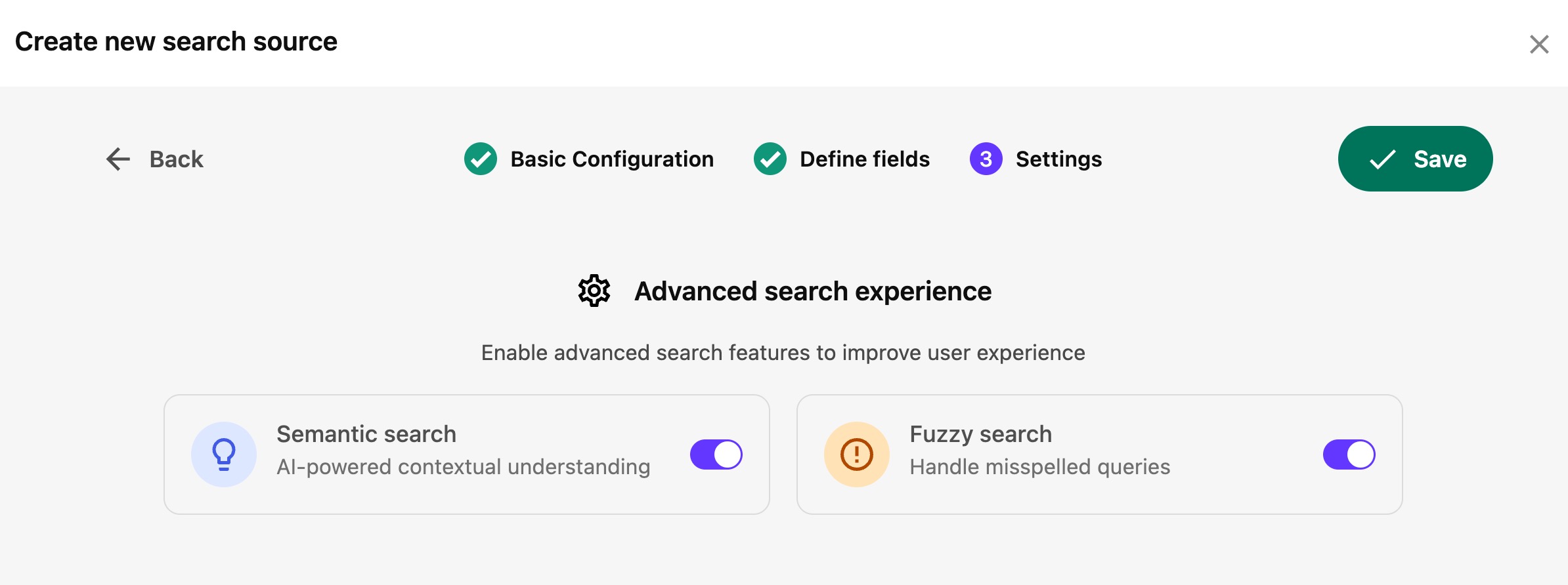 Search Sources Settings: Semantic & Fuzzy Search