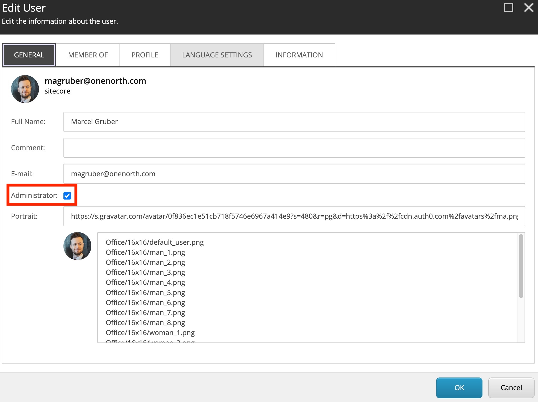 SitecoreAI CMS Administrator Checkbox